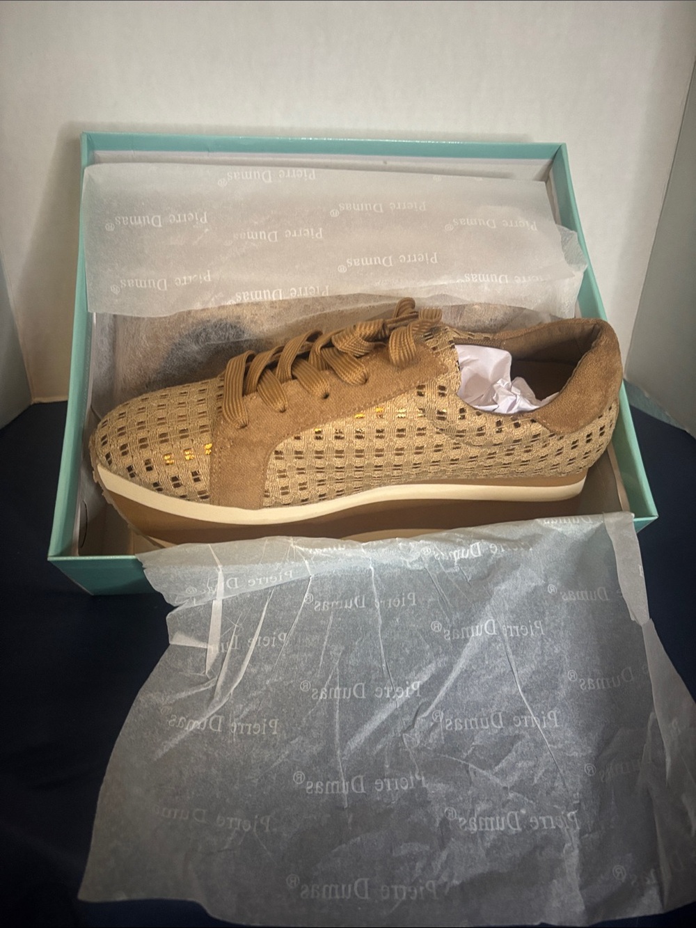 Pierre Dumas Men's Tan Woven Platform Sneaker